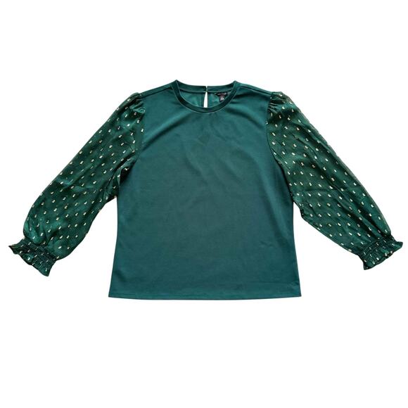 Ann Taylor Tops - Ann Taylor Shirt Womens XL Sheer Dot Sleeve Pullover Blouse Long Sleeve Top